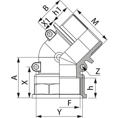 Alkūnė 45° G 2" - 2" F 127077 1