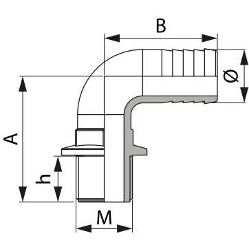 Antgalis 90° kampu, G 3/8" - 16mm 1132115 1 Antgalis 90° kampu, G 3/8" - 16mm 1132115 1