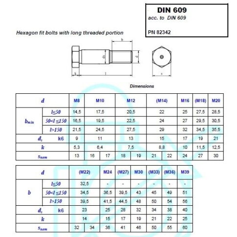 DIN609 12x60 10.9KL