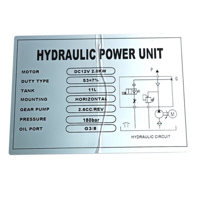 Hidraulinė stotelė su baku 11l, 2kW (12V), 2,6ccm