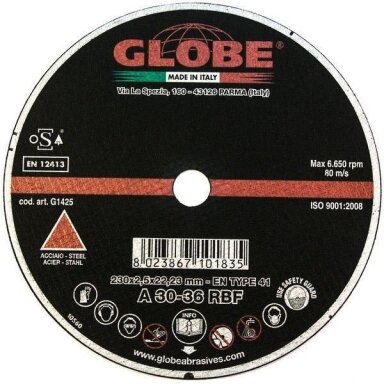 Metalo pjovimo diskas 230x1,9 Globe Metalo pjovimo diskas 230x1,9 Globe