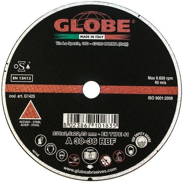 Metalo pjovimo diskas 230x1,9 Globe Metalo pjovimo diskas 230x1,9 Globe