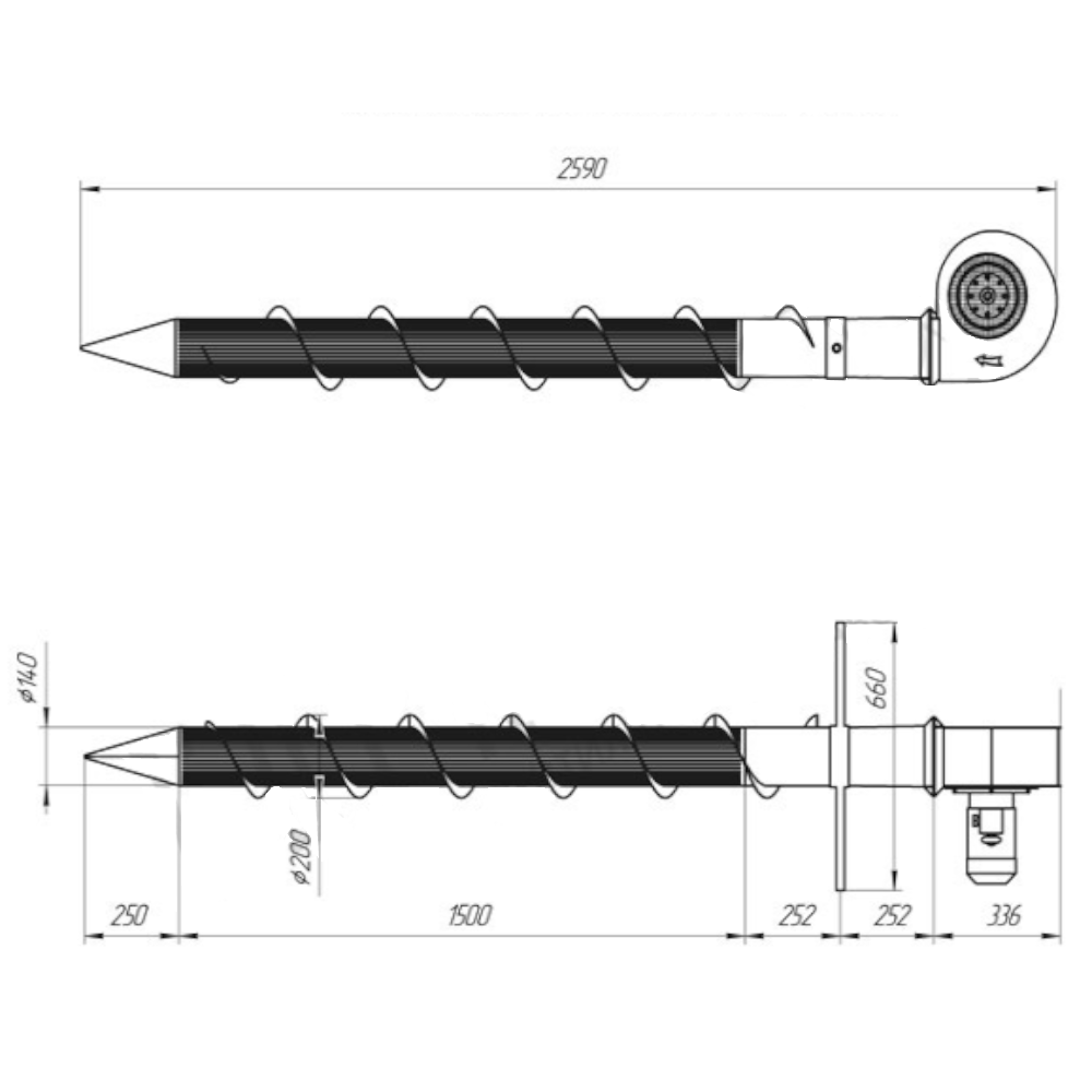 Mobilus grūdų ventiliatorius - aeratorius 2m 4