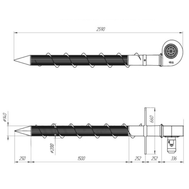 Mobilus grūdų ventiliatorius - aeratorius 2m 4