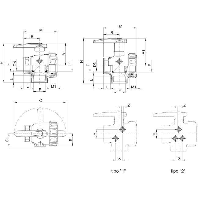 Trišakis kranas 3/4" F 45531113 2